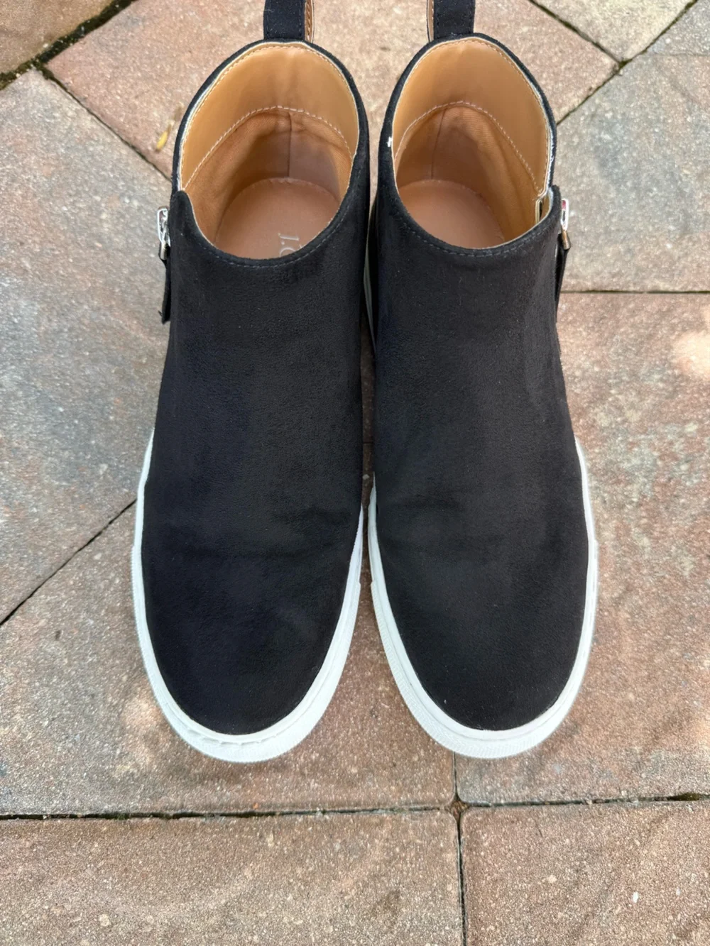 J. Crew Factory Black Faux Suede High Top Sneakers Side Zip Women's Size 7.5 7H